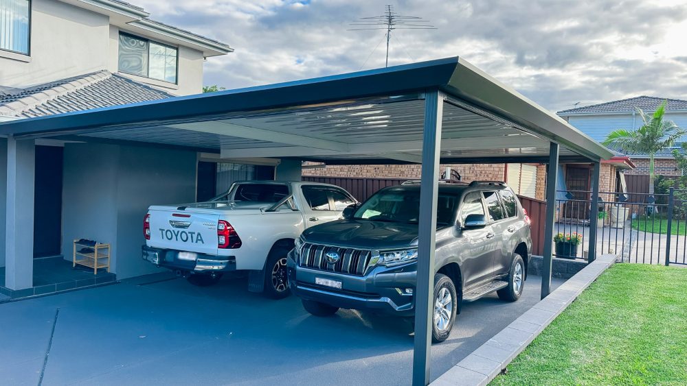 Double Attached Carport with Stratco Horizon Roofing at Green Valley 1